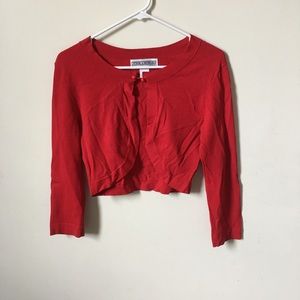Jessica Howard cropped red cardigan